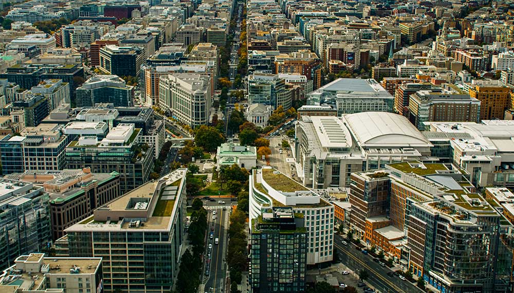 Ariel photo of K Street in Washington, DC